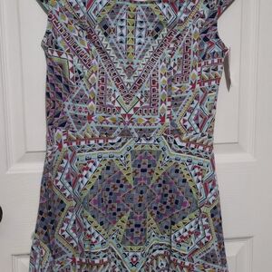 Xhilaration Geometric Mini Dress in Light Blue, Red, Yellow